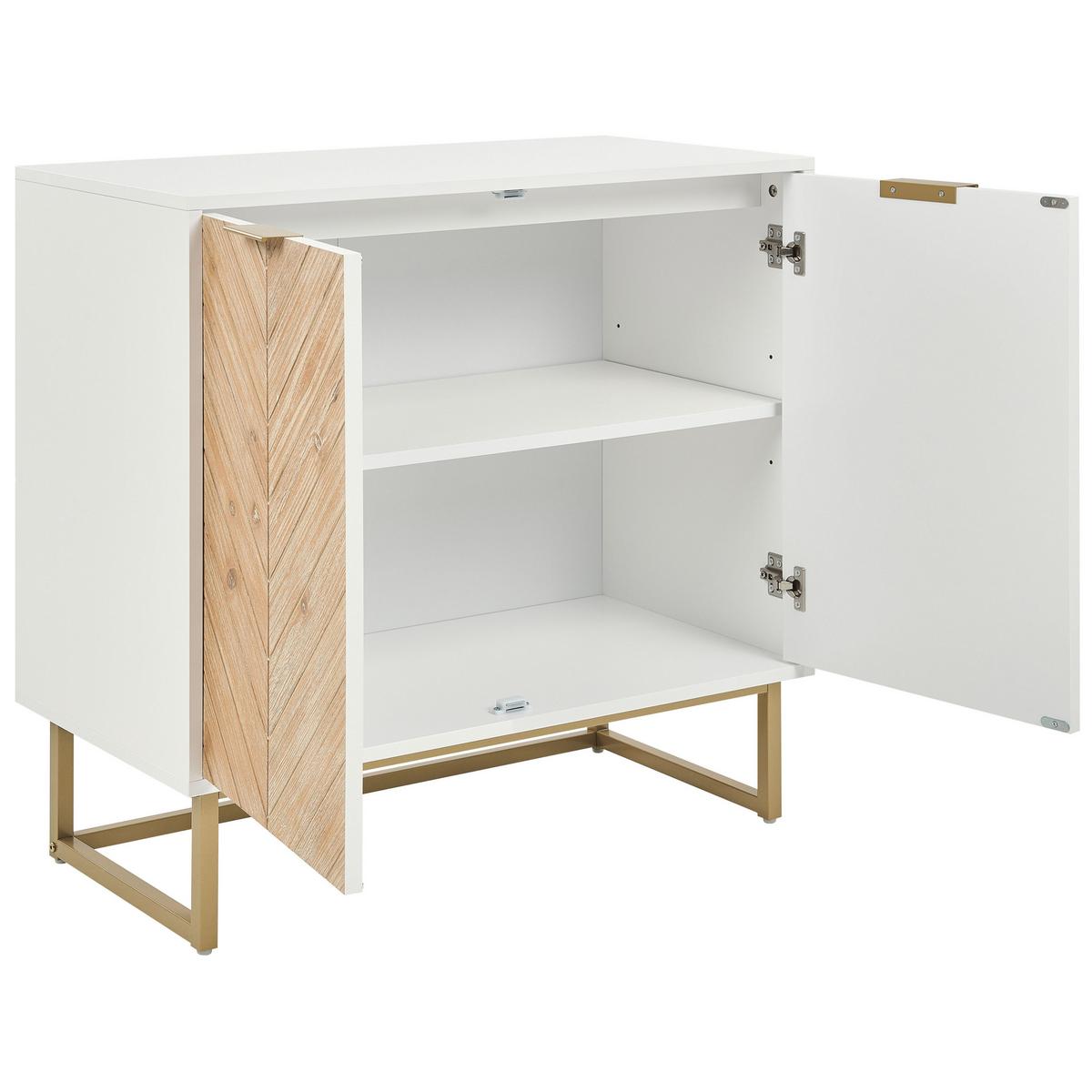 SIDEBOARD Weiß Alaska - Hellbraun/Goldfarben, Holzwerkstoff (80/80/40cm) - Beliani