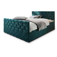 BOXBETT MANDI 200x200 cm mit Matratze und Topper, H2+H3 - Blau - Blau, Holz (200/200cm) - MASSENO