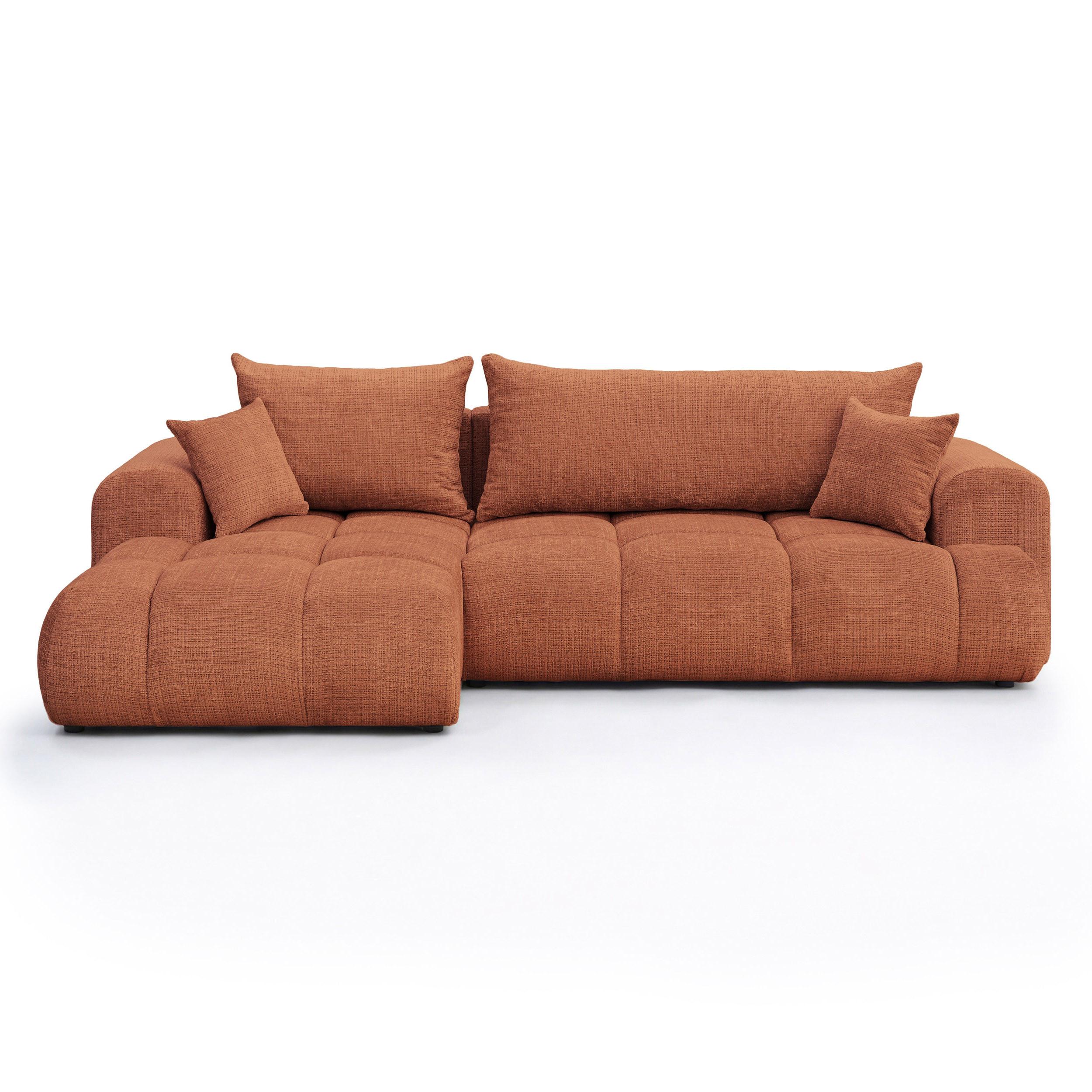 ECKSOFA MILANO Links mit Schlaffunktion und Bettkasten Orange - Orange, Kunststoff/Textil (265/145cm) - Idohome