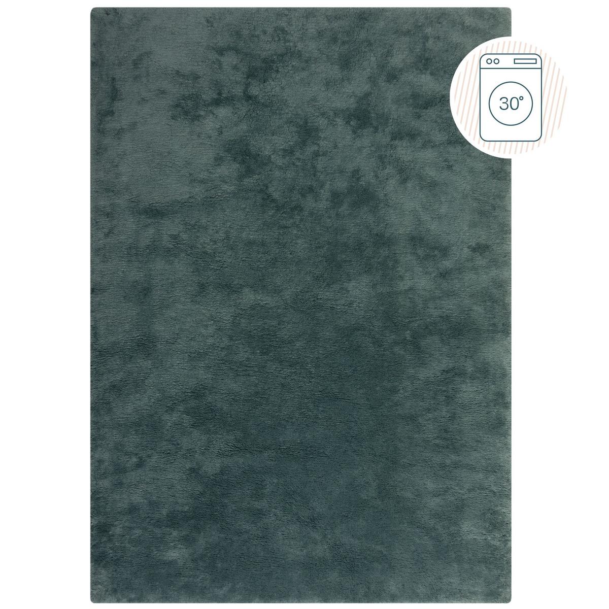 TEPPICH Waschbar LUNE, einfarbig, Türkis, 160 x 230 cm - Blau, Textil (160/230cm) - KADIMA DESIGN