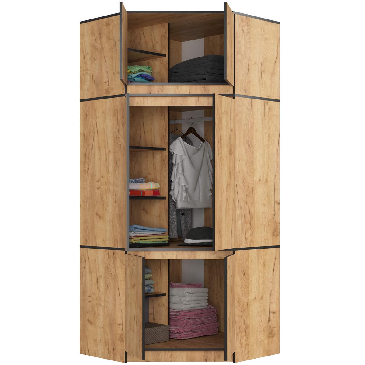 KLEIDERSCHRANK Eiche Craft 235/100/50 - Eiche San Remo, Holzwerkstoff (100/235/50cm) - RAUMHIRSCH FURNITURE