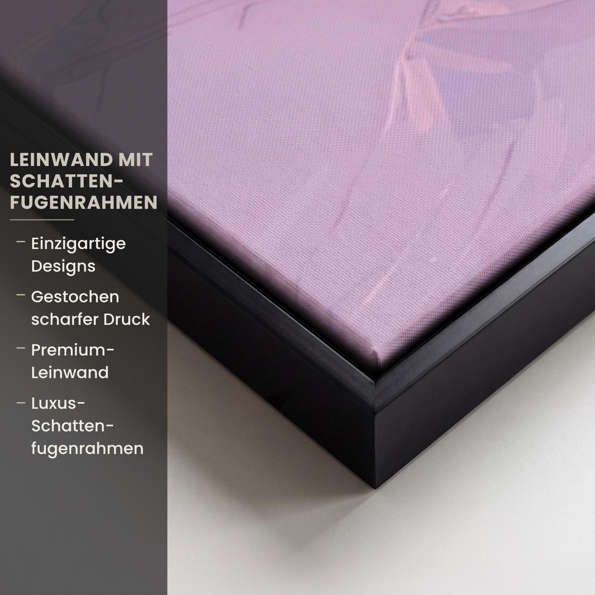 LEINWAND Bilder mit Rahmen - Berggipfel - Wolken - Verträumt - 120x80 - Hellrosa, Textil (120/80cm) - MuchoWow