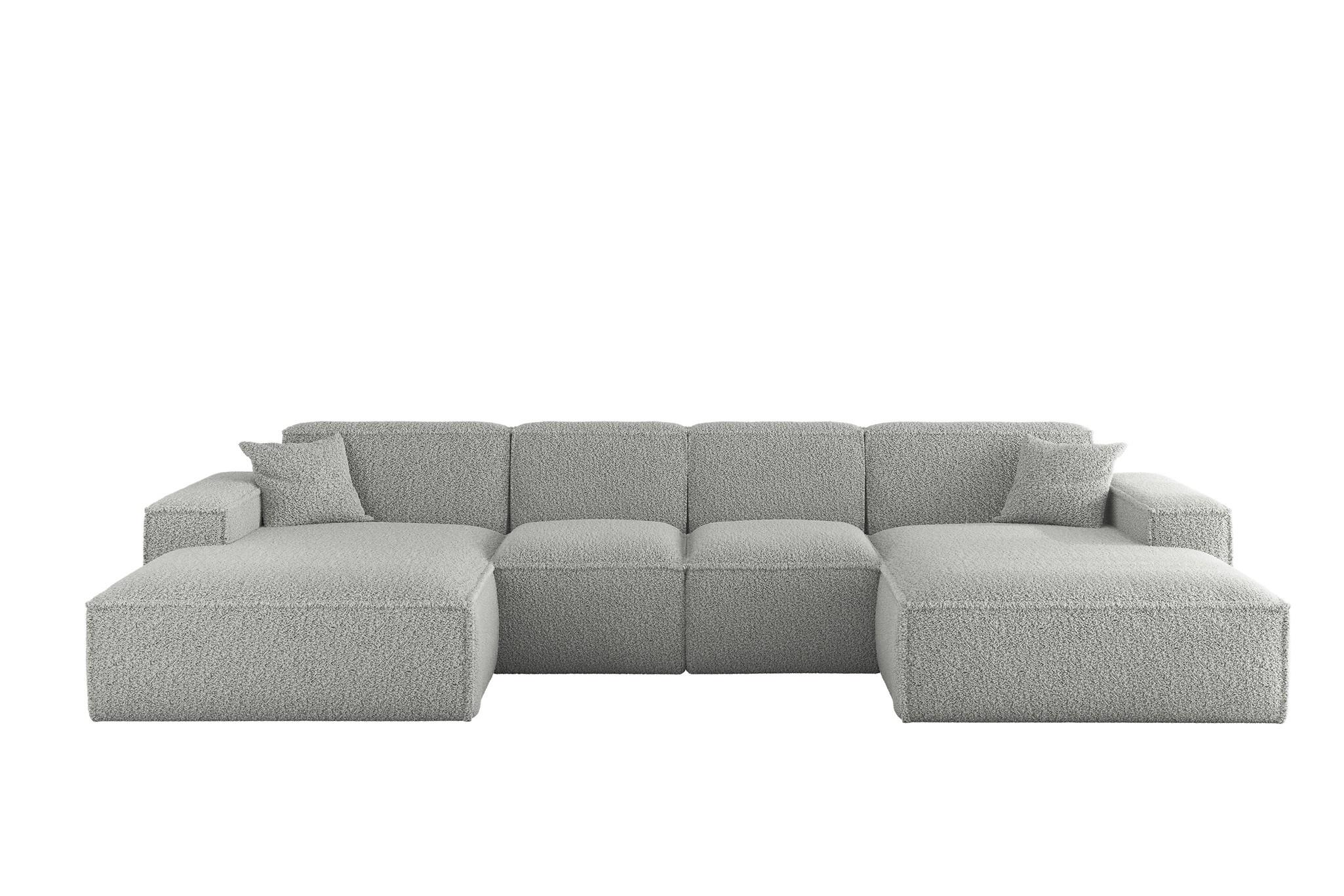 WOHNLANDSCHAFT Celes Premium Xs Sven - Hellgrau, Holzwerkstoff/Textil (342/73/165cm) - Fun Möbel