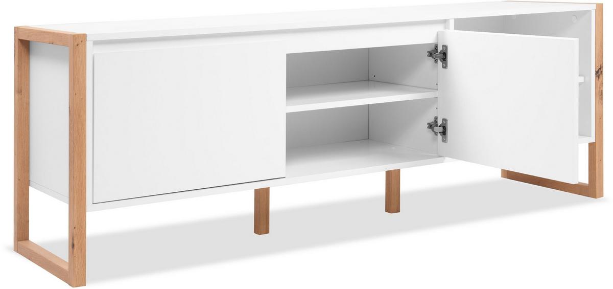 TV-RACK Denver 54 weiß / Dekor Artisan Oak 55/160/40 cm - Weiß, Holzwerkstoff (160/55/40cm) - Calicosy