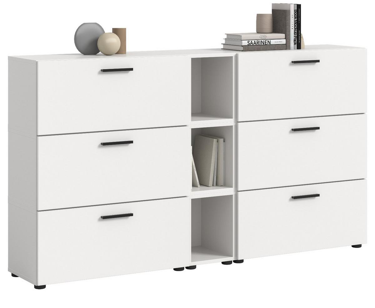 SIDEBOARD weiß 176 cm, Kommode mit Soft-Close - Schwarz/Weiß, Holzwerkstoff/Kunststoff (176/99/34cm) - Inn.Furn