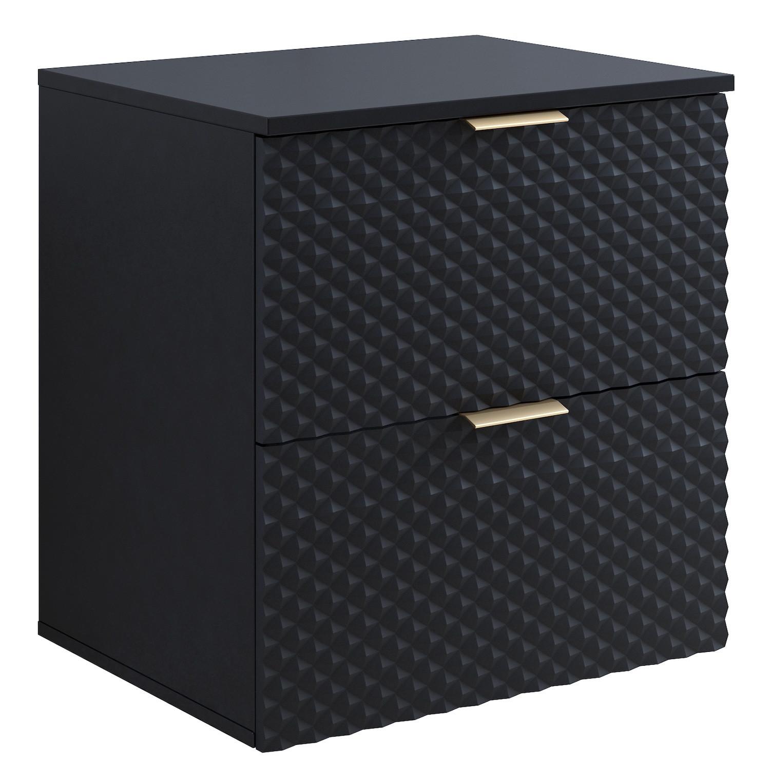 WASCHBECKENUNTERSCHRANK Borneo 2 Schubladen Matt Schwarz - 60 x 49 x 63 cm - Schwarz, Holz (60/63/49cm) - Badplaats