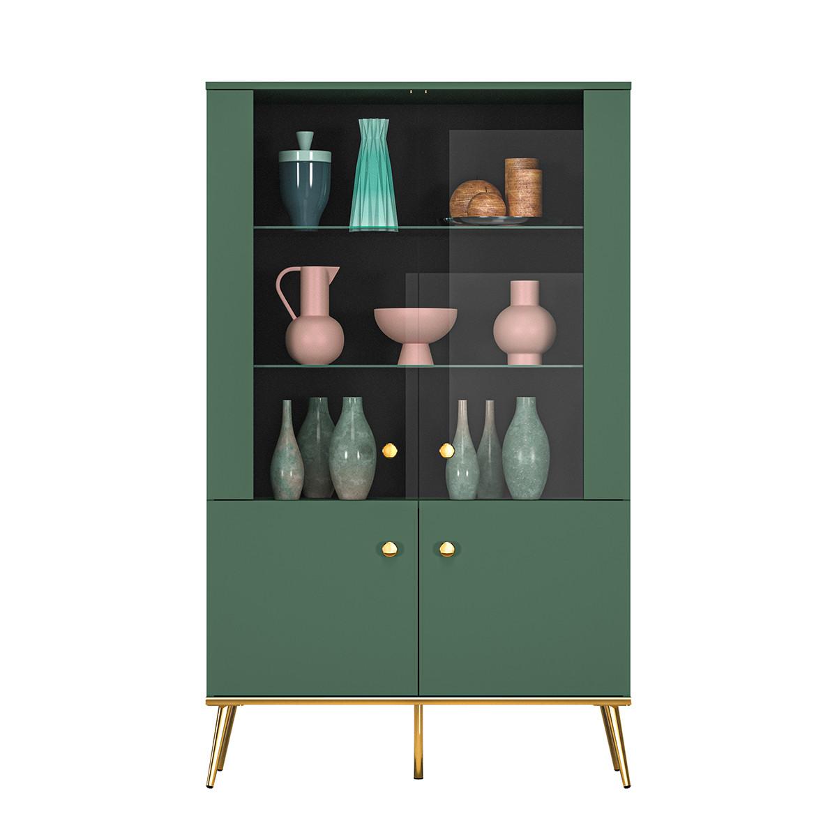 GESCHIRRSCHRANK Thalia Grün - Grün, Holzwerkstoff (92/152/40cm) - Petits-meubles