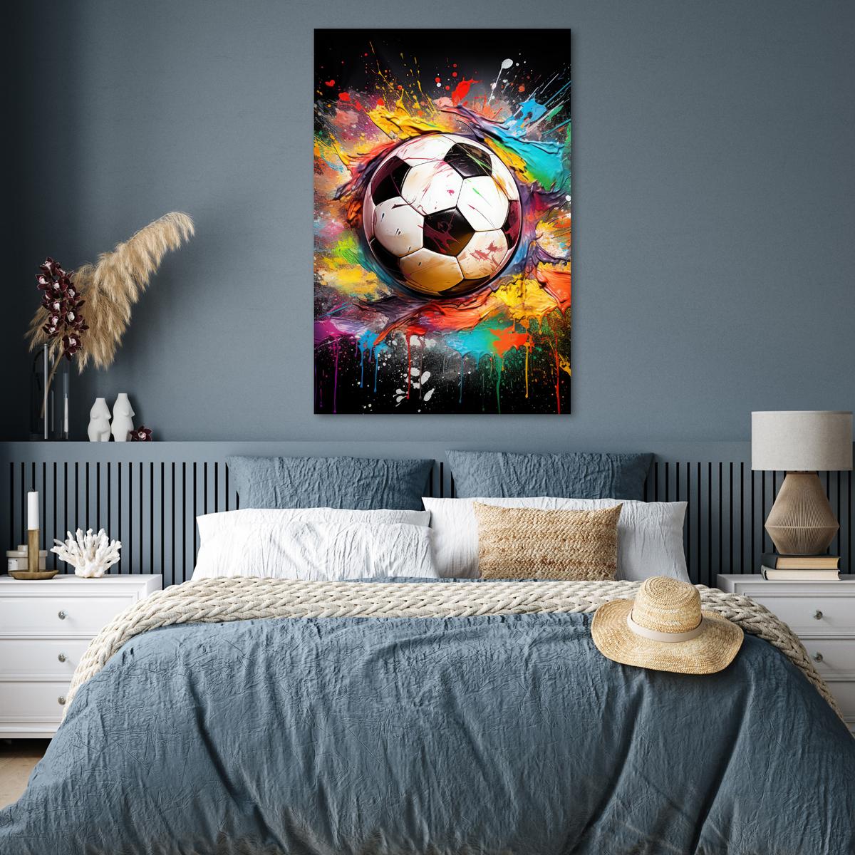 POSTER Fußball - Farbe - Farben - Schwarz - Weiß Wandbild Schlafzimmer 80x120 cm - Weiß, Papier (80/120/0.1cm) - MuchoWow