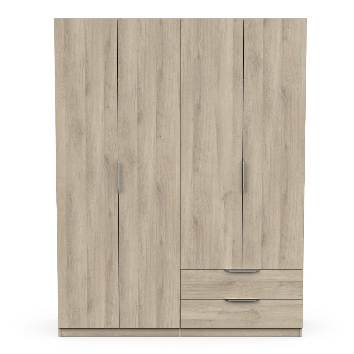 KLEIDERSCHRANK mit 4 Türen und 2 Schubladen Ghost - L157,3 cm - Sonoma Eiche, Holzwerkstoff (51.1/203/204.5cm) - Demeyere