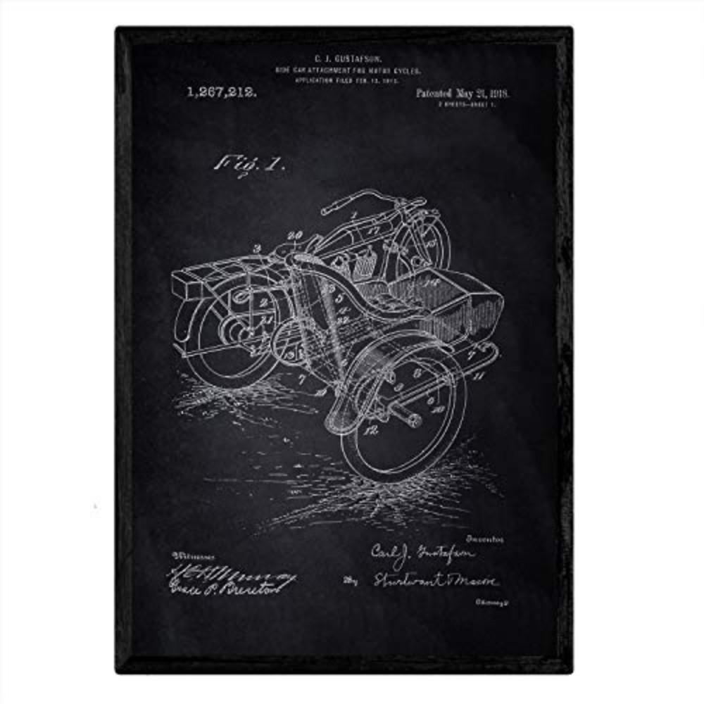 POSTER Beiwagen Patent A3 Rahmenlos - Schwarz, Papier (29.7/5/42cm) - Nacnic