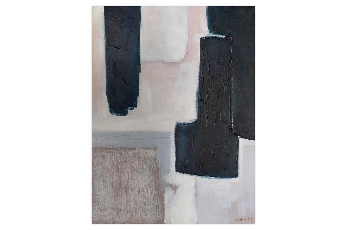 ACRYLBILD HANDGEMALT 75/100 cm - Beige/Schwarz, Holz/Textil (75/100cm) - KUNSTLOFT