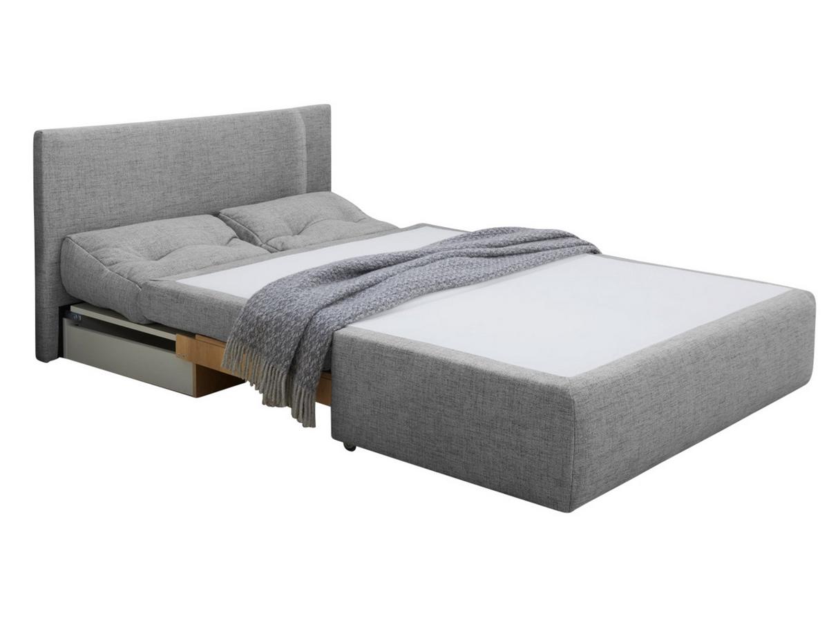 SCHLAFSOFA mit Bettkasten B136/T85/H86 cm, Liegefläche 130x193 cm, Mikrofaser Hellgrau / 15120 - Hellgrau/Schwarz, Textil (136/86/85cm) - luma-home