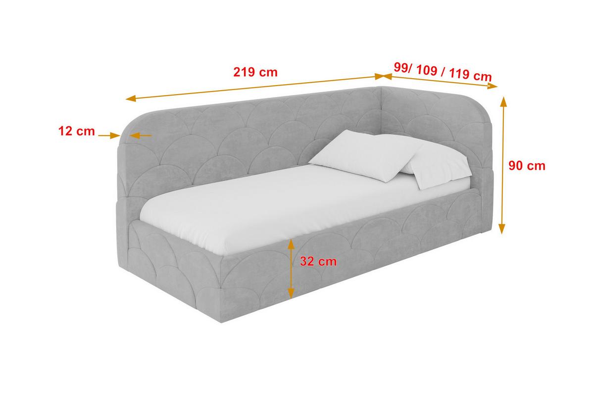 EINZELLBETT Jugendbett mit Bettkasten, Links - ELRY 80x200 Grau - Hellgrau, Holzwerkstoff/Textil (80/200cm) - ALTDECOR