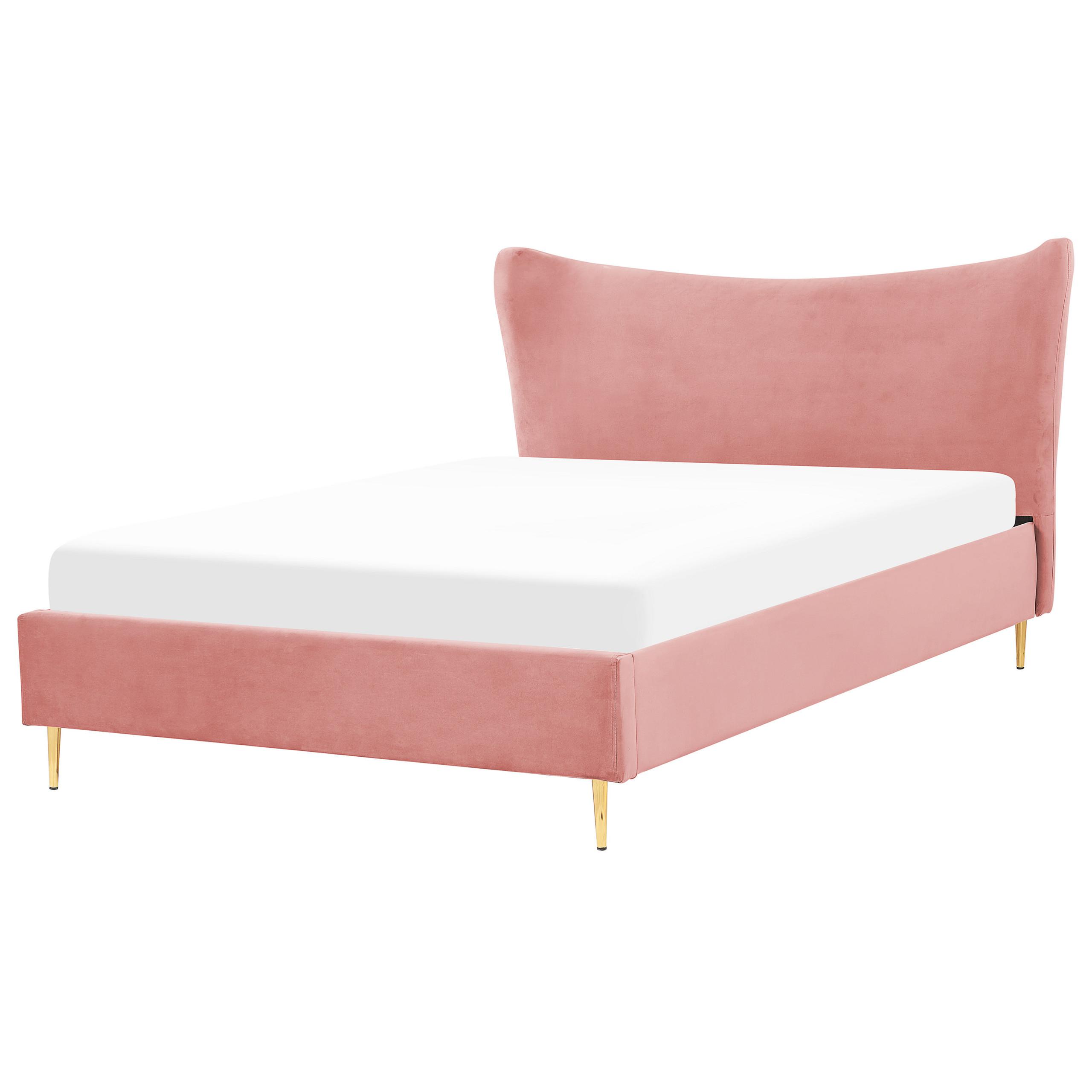 POLSTERBETT 160/200cm Pfirsichrosa Chaleix - Pink, Textil (160/200cm) - Beliani