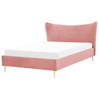 POLSTERBETT 160/200cm Pfirsichrosa Chaleix - Pink, Textil (160/200cm) - Beliani