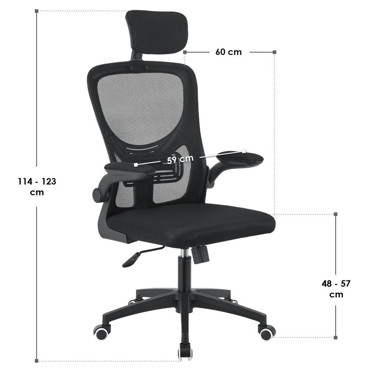 BÜROSTUHL Baltimore Schwarz - Schwarz, Kunststoff (59/123/60cm) - Juskys