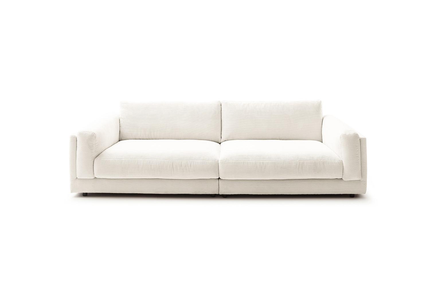 BIG SOFA RAINA Cremeweiß Cord - Creme/Schwarz, Kunststoff/Textil (254/85/150cm) - KAWOLA