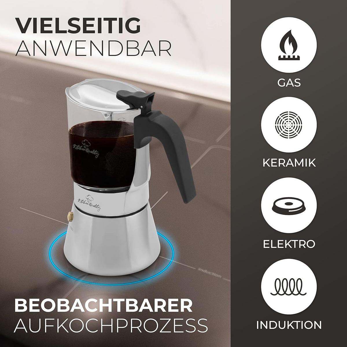 GLAS-ESPRESSOKOCHER - Weiß, Glas/Metall (10/17/10cm) - KitchenQuality