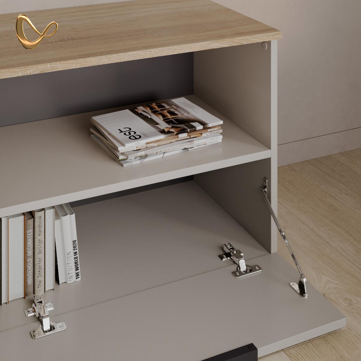 KOMMODE Piave Greige mit klappe - Greige, Holzwerkstoff (60/50/40cm) - Livinity®