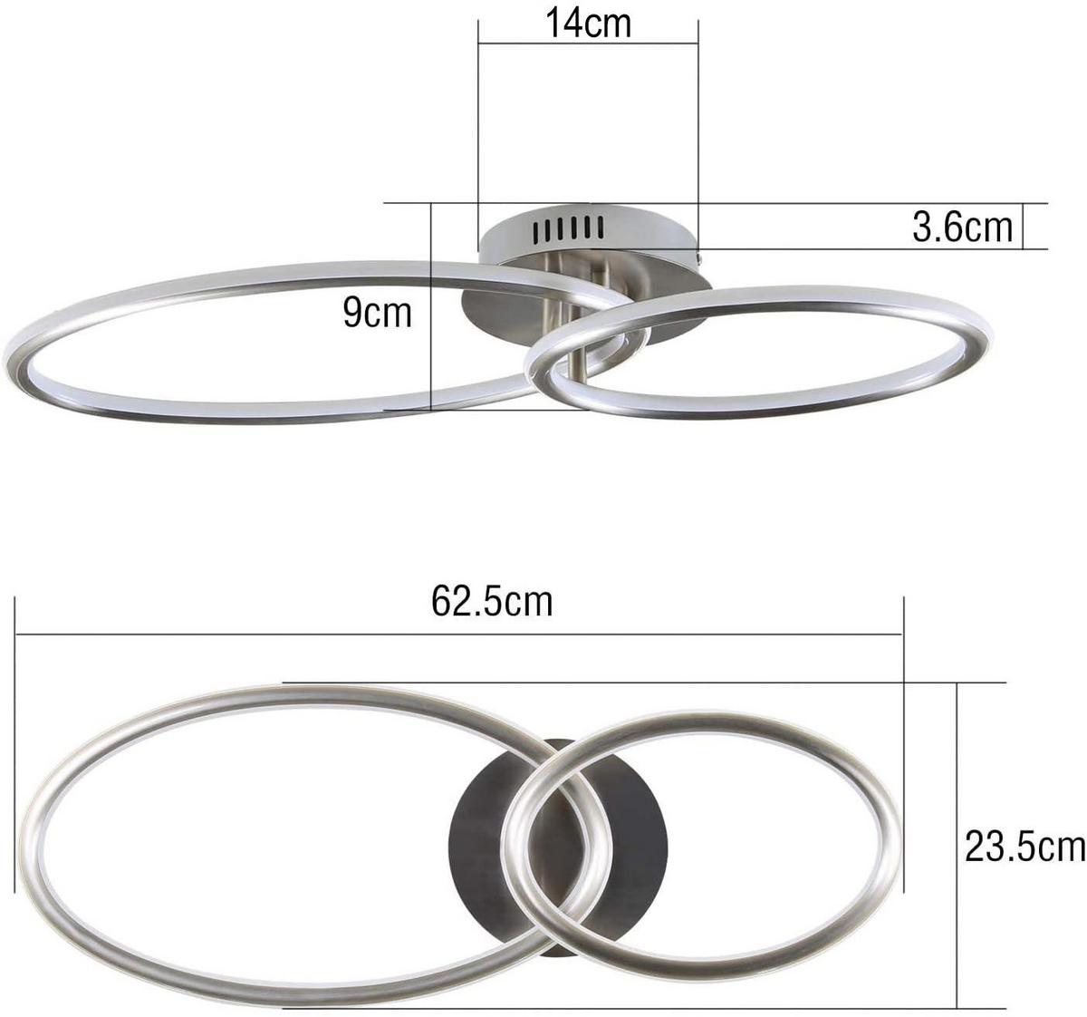 LED-DECKENLEUCHTE Lowe 23.5/62.5/9cm - Silberfarben, Metall (62.5/23.5/9cm) - Nettlife
