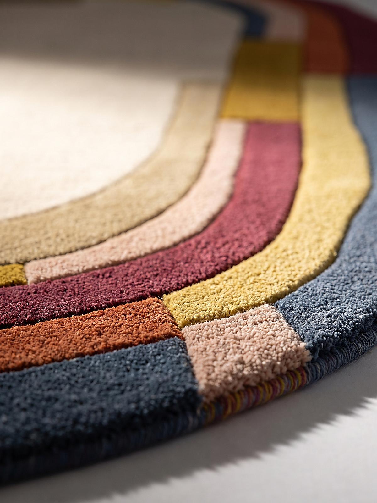 TEPPICH aus Wolle, handgetuftet, LUGAR, in Multi, Farbblock-Bordüre, 140 x 200 cm - Multicolor, Textil (140/200cm) - KADIMA DESIGN