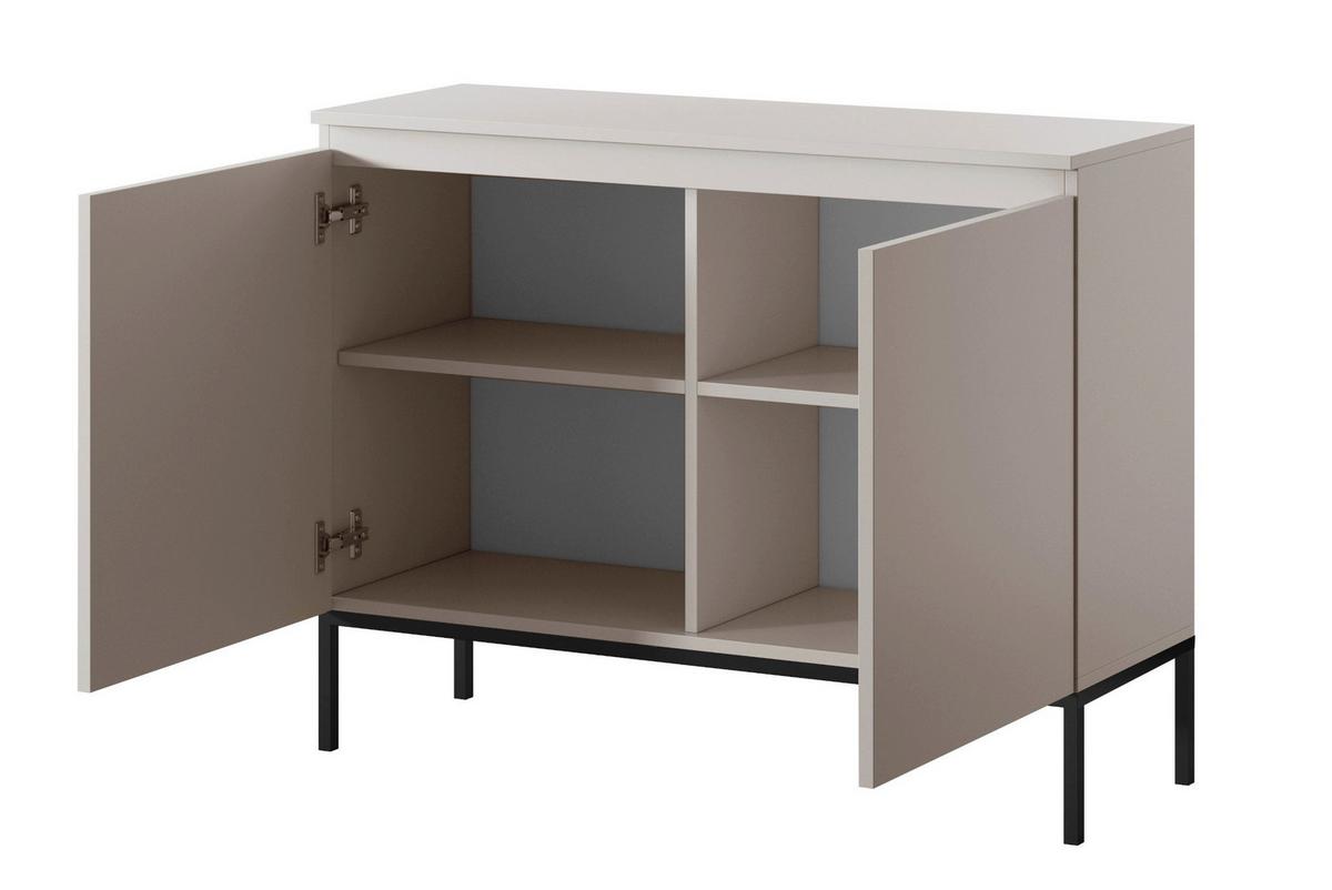 SIDEBOARD Bemmi Beige mit schwarzen Beinen 2-türig 100 cm - Beige/Schwarz, Holzwerkstoff/Metall (100/75.5/35cm) - Selsey