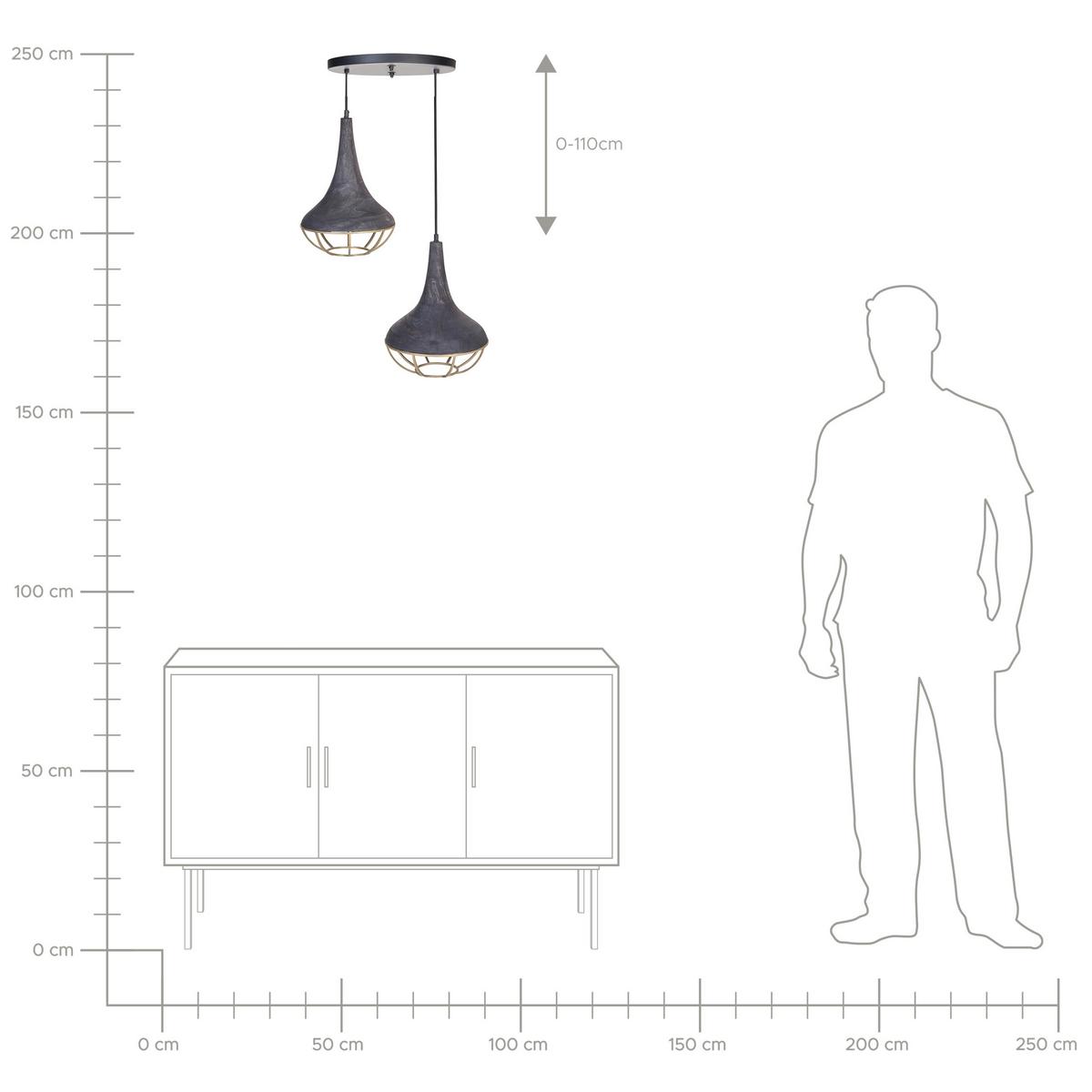 HÄNGELEUCHTE Bagmati 36/36/150 cm - Schwarz, Holz (36/36/150cm) - Beliani