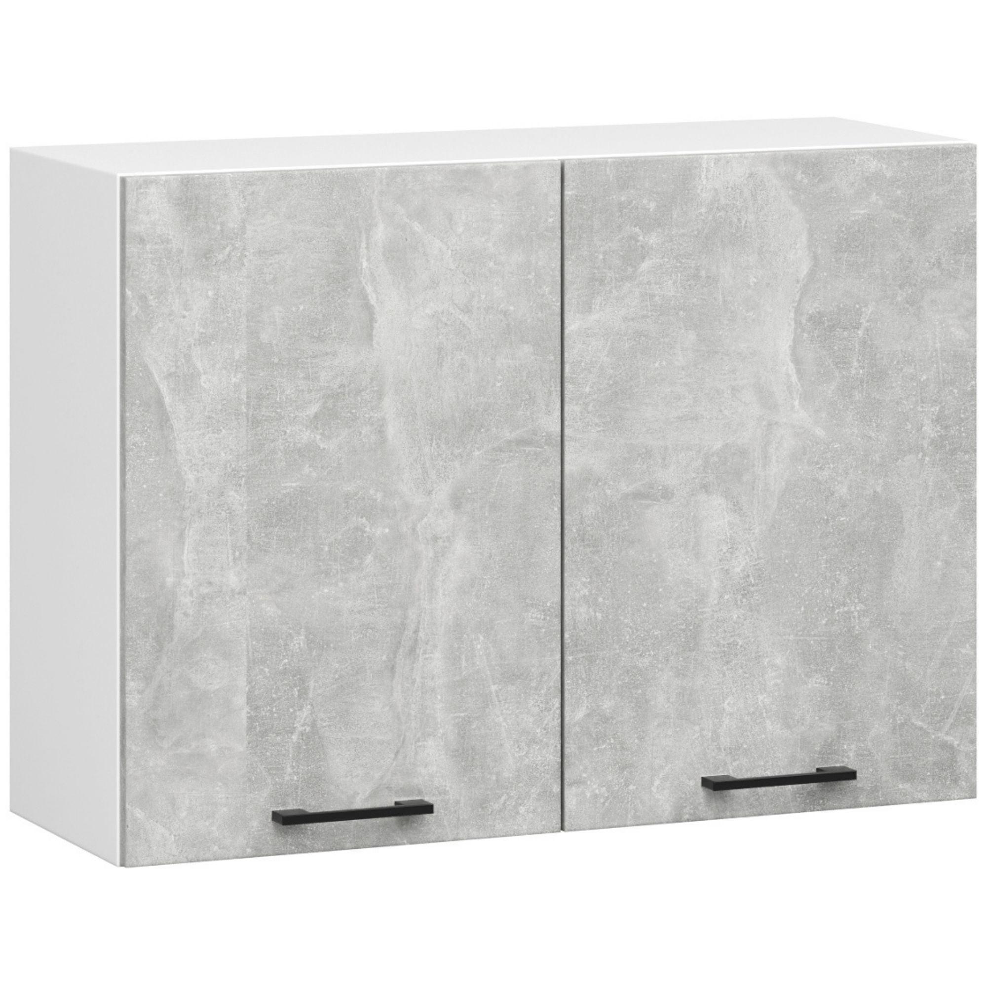HÄNGESCHRANK Weiß, Beton 58/80/30 - Hellgrau/Weiß, Holzwerkstoff (80/58/30cm) - RAUMHIRSCH FURNITURE