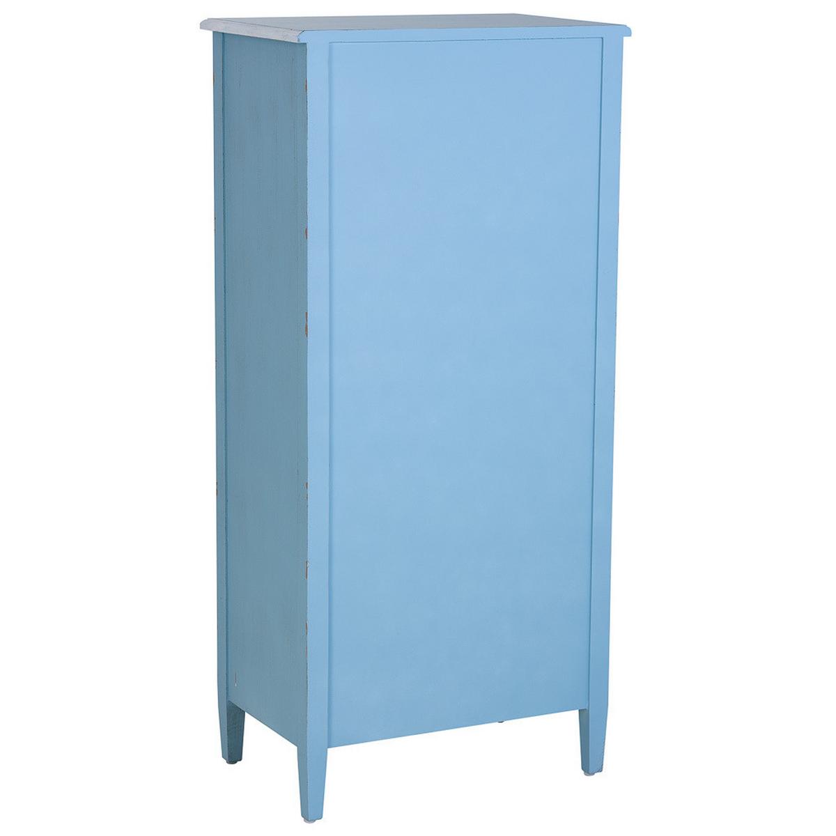 BLAU lackierte Kommode aus Holz 56x36x119 cm - Blau, Holz (56/119/36cm) - Wanderlust