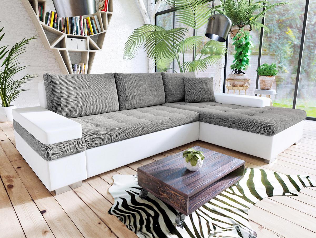 ECKSOFA Bangkok Mini - Silberfarben/Hellgrau, Holz/Textil (274/182cm) - MIRJAN24