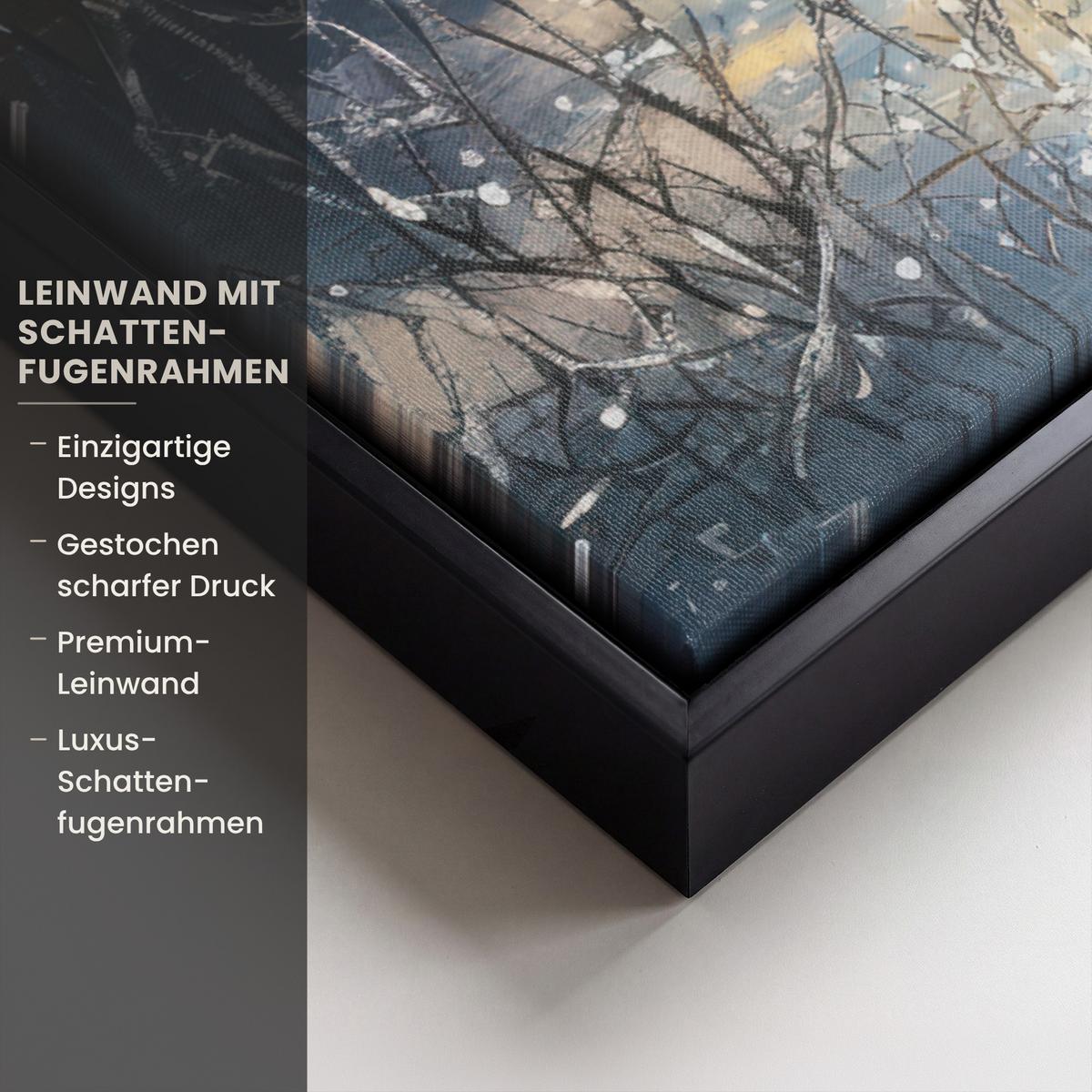 LEINWAND Bilder mit Rahmen - Schneemann - Schnee - Winter - Wald - 80x60 - Hellblau, Textil (80/60cm) - MuchoWow