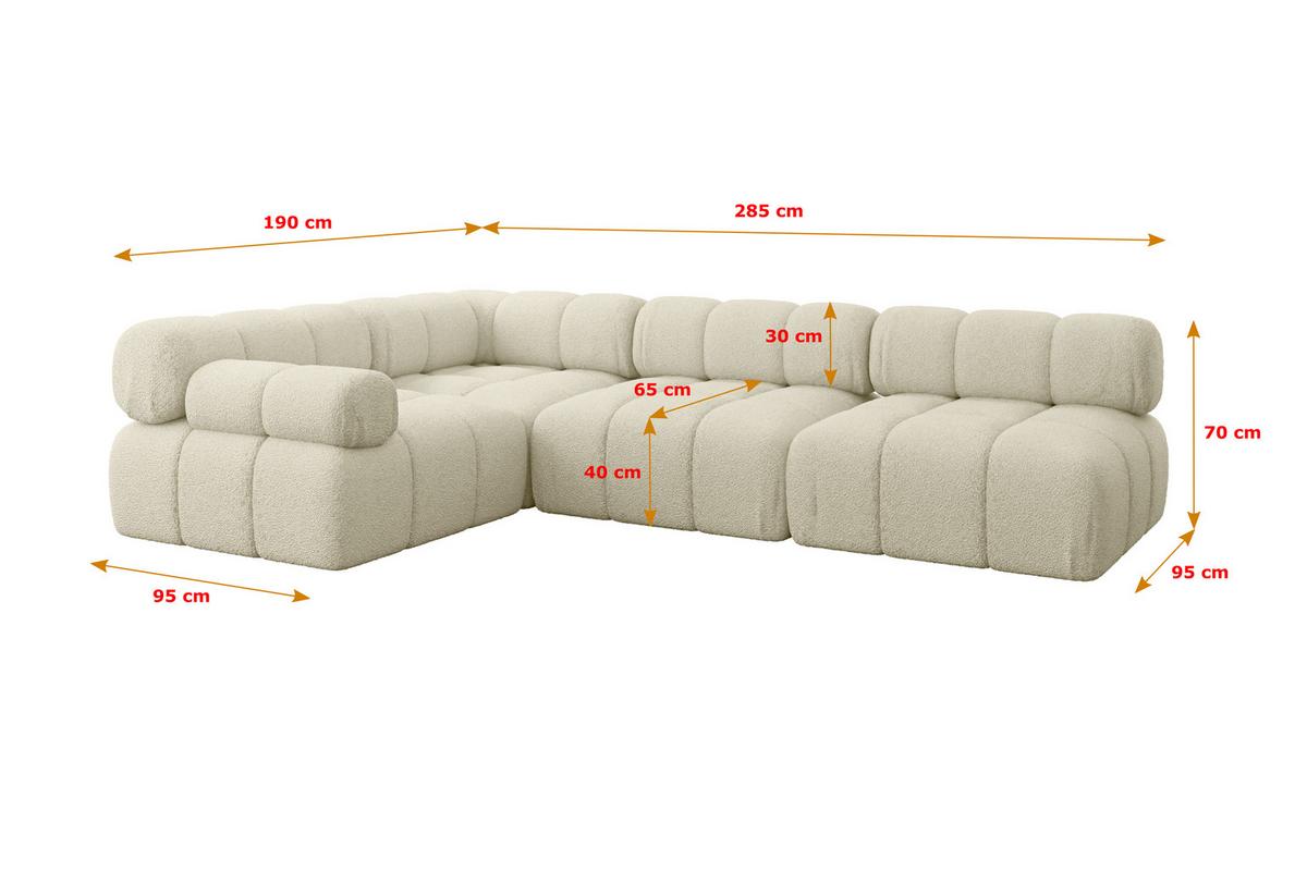ECKSOFA modulares Sofa Mende-L2 - 285x190x70 cm Beige Bouclé - Beige, Holzwerkstoff/Textil (285/190cm) - ALTDECOR