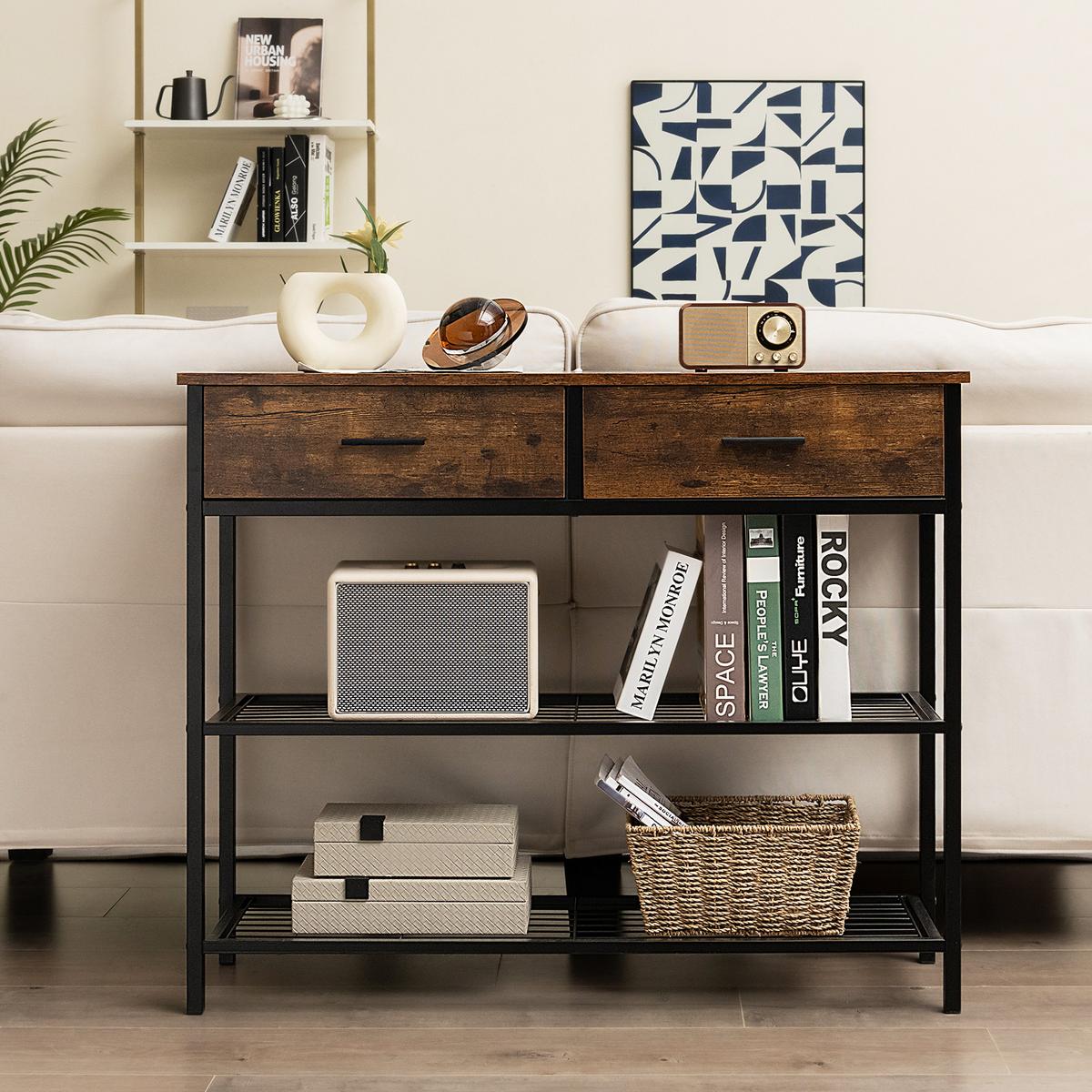 KONSOLENTISCH Rustikales Braun - Braun, Holz (30/100/81.5cm) - COSTWAY