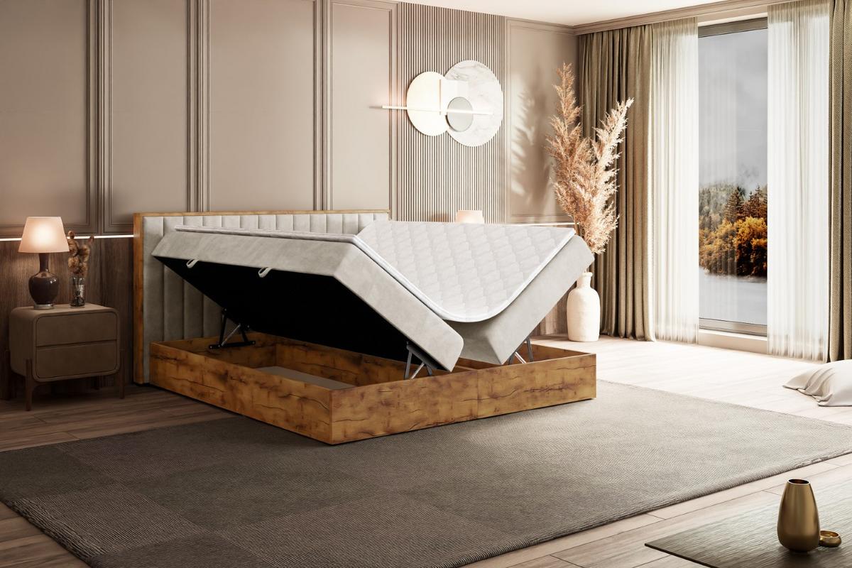 BOXBETT mit Matratze H4 und Lattenrost - LOLLI4 - 140x200 - Beige - Braun, Holzwerkstoff/Kunststoff (140/200cm) - ALTDECOR