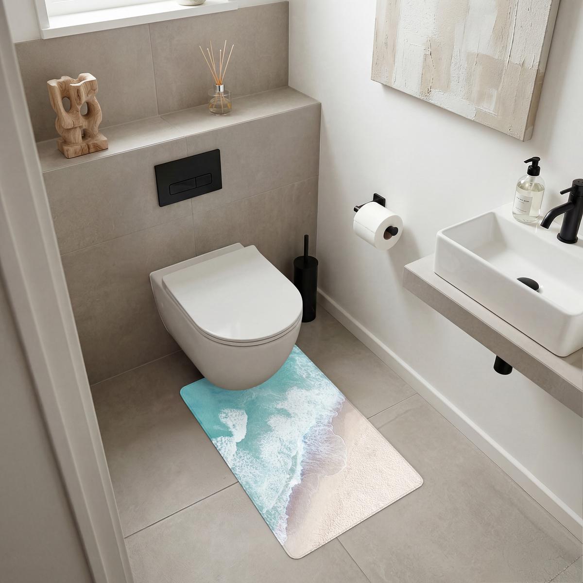 WC-VORLEGER Strand - Meer - Natur - Sommer WC Teppich 50x80 cm - Türkis, Textil (50/1cm) - OnlyWow