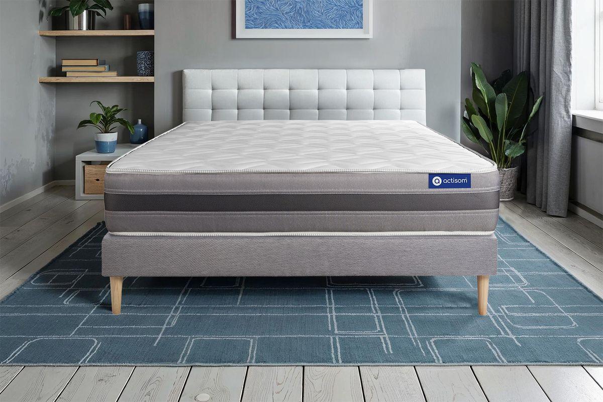 BETT Actimemo relax Memory-Schaum 80 x 200 cm h2 - Kit Bettgestell Grau - Beige/Grau, Karton/Holz (80/200cm) - ACTISOM