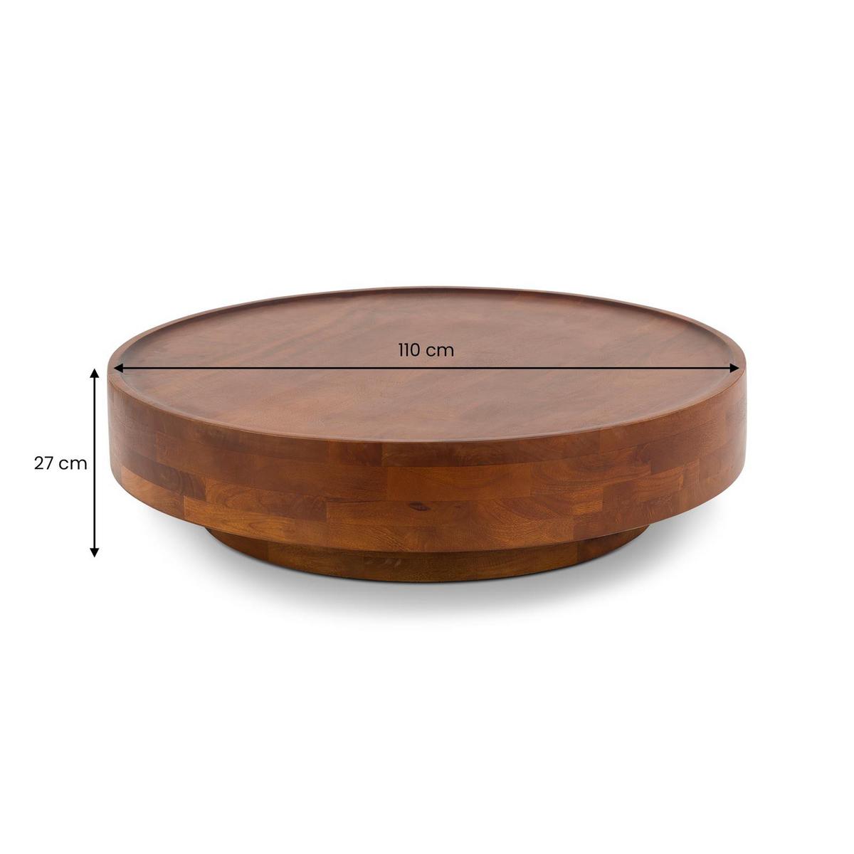 COUCHTISCH TIBET dunkelbraun - Dunkelbraun, Holz (110/110/27cm) - IDIMEX