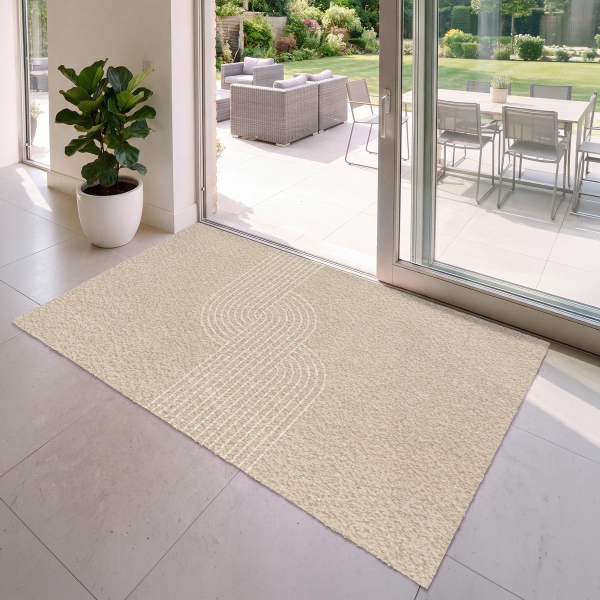 FUSSMATTE Parallele Linien - Leichte Textur - Beige Türmatte 180x120 cm - Beige, Kunststoff (180/0.4cm) - MuchoWow