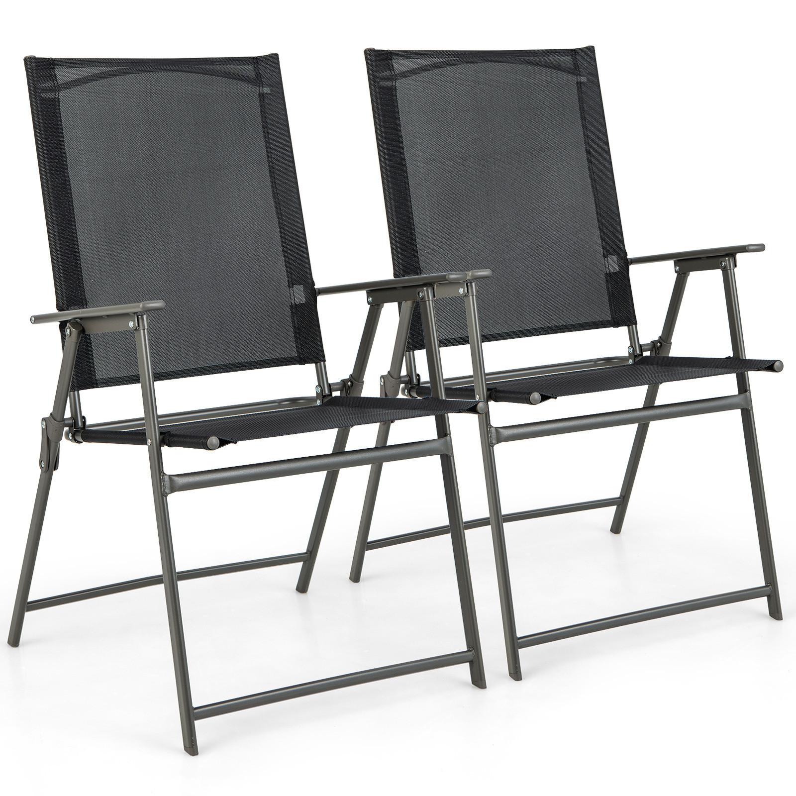 TERRASSENSTUHL Schwarz (2er-Set) - Schwarz, Metall (62/69/58cm) - COSTWAY