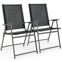 TERRASSENSTUHL Schwarz (2er-Set) - Schwarz, Metall (62/69/58cm) - COSTWAY