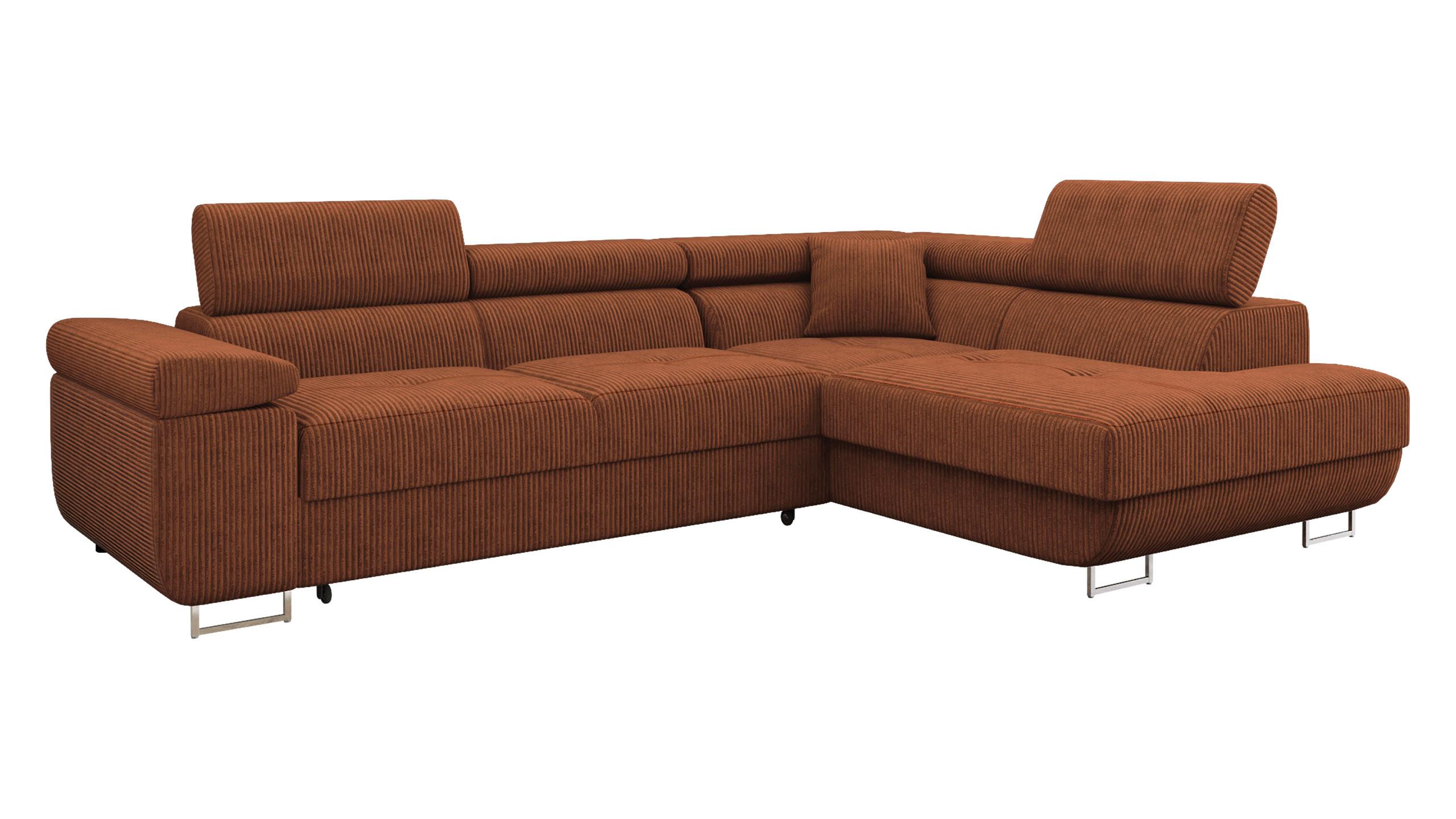 ECKSOFA Torezio Cord, Seite: Rechts - Braun, Holz/Textil (203/274cm) - MIRJAN24