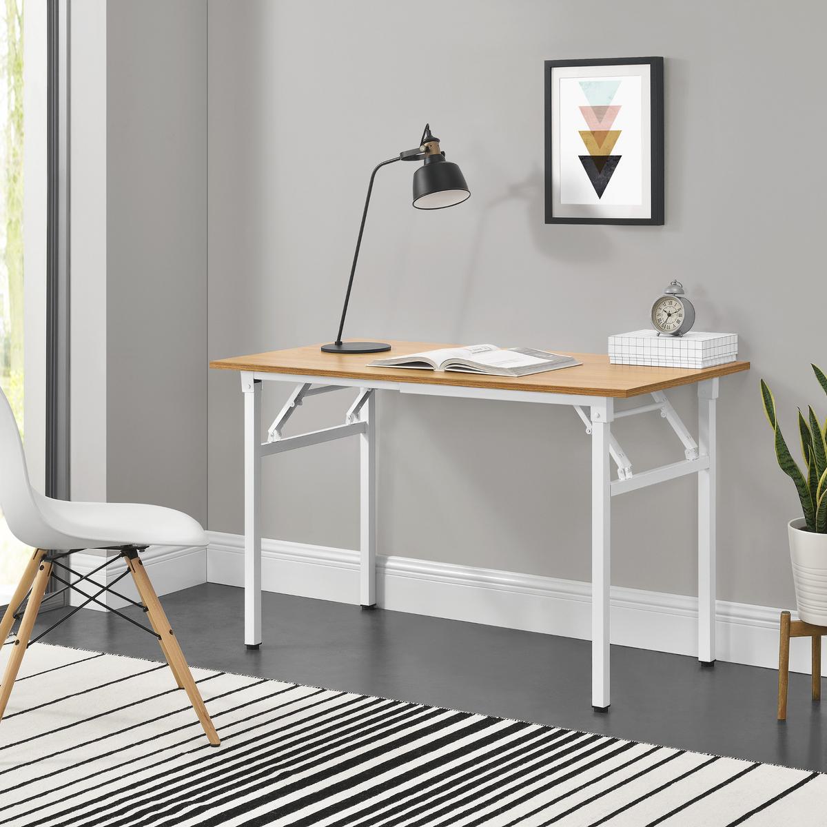 KLAPPTISCH - Buchefarben/Weiß, Holzwerkstoff/Metall (60/120/76.4cm) - [neu.haus]