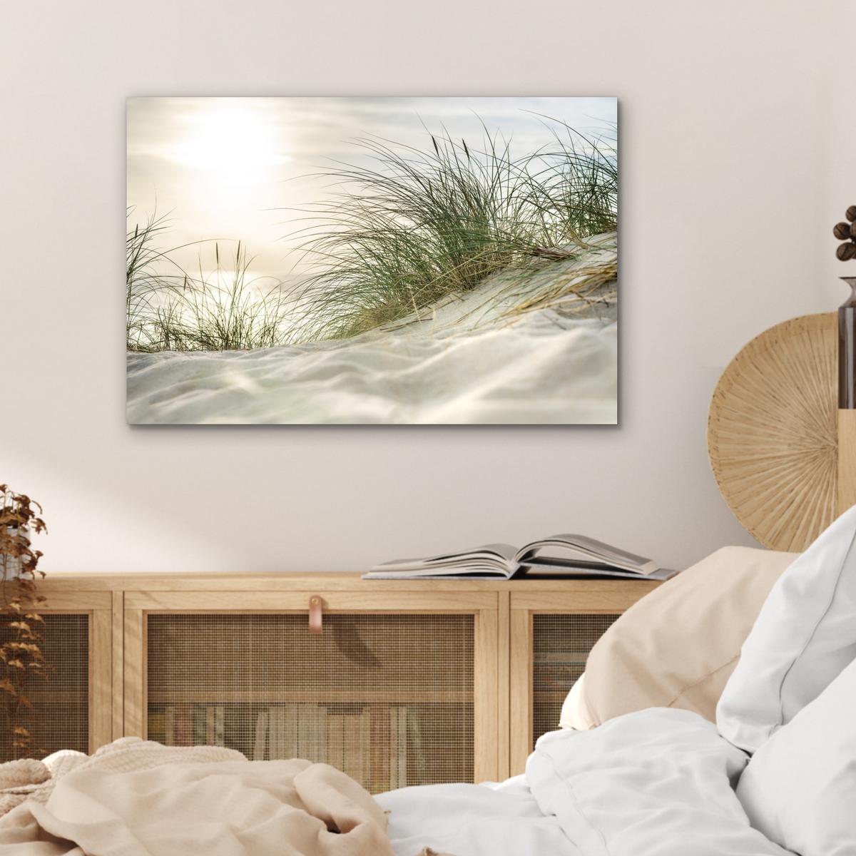 METALLBILD Dünen mit Strandhafer in der Sonne des Nationalparks Schleswig-Holsteinisches Wattenmeer Wandbild 60x40 cm - Creme, Metall (60/40cm) - MuchoWow