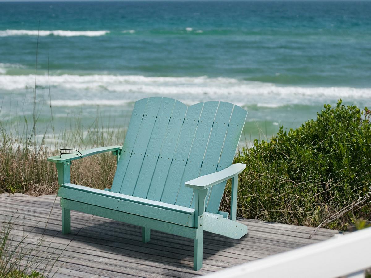 GARTENBANK Adirondack 125 cm Hellblau - Blau, Kunststoff (125/91/73cm) - Beliani
