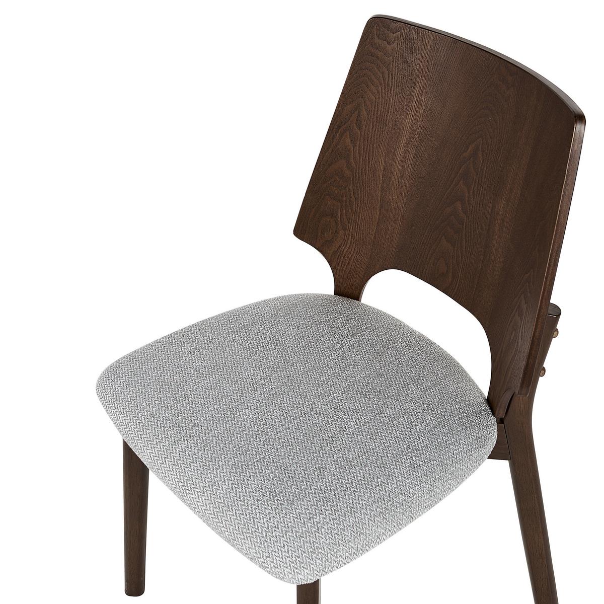 ESSZIMMERSTUHL 2er-Set Holzwerkstoff Dunkler Holzfarbton/Hellgrau Abee - Dunkelbraun, Holz/Textil (47/88/46cm) - Beliani