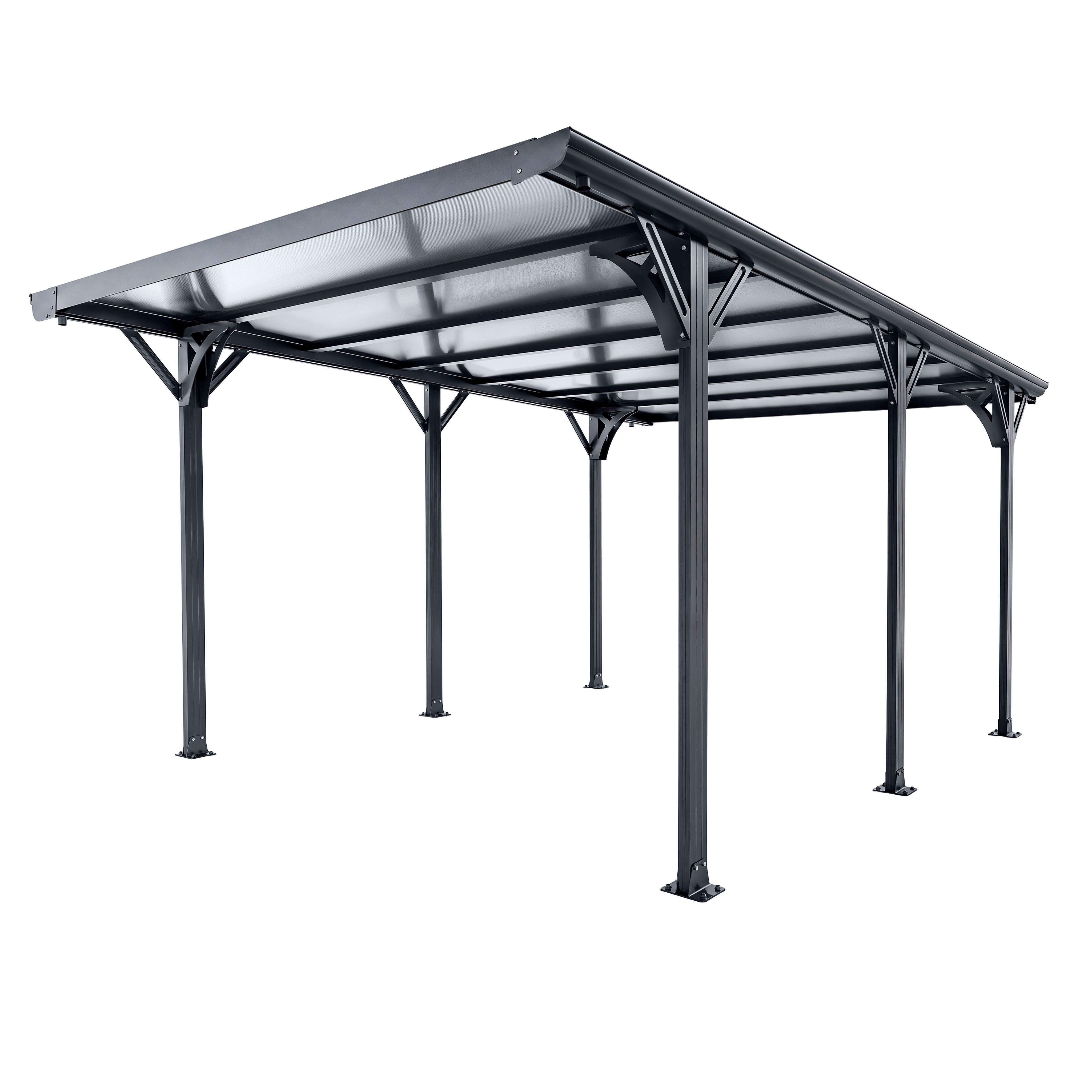 CARPORT mit Flachdach 5x3 m dunkelgrau - Dunkelgrau, Metall (305/230/503cm) - Juskys