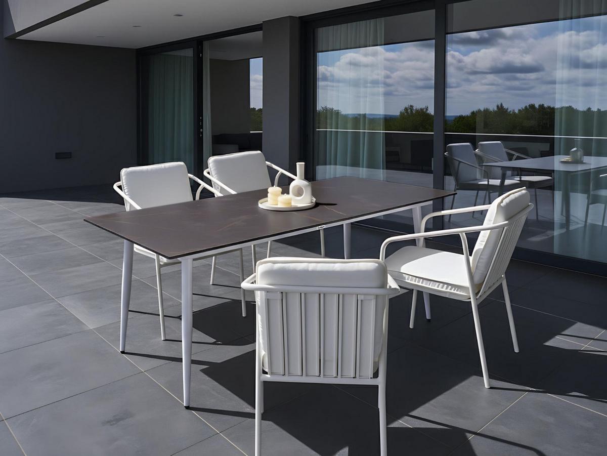 GARTENTISCH 180/90 cm Marmor Optik Grauer Marmor Tolentino - Dunkelgrau, Kunststoff (180/90/75cm) - Beliani