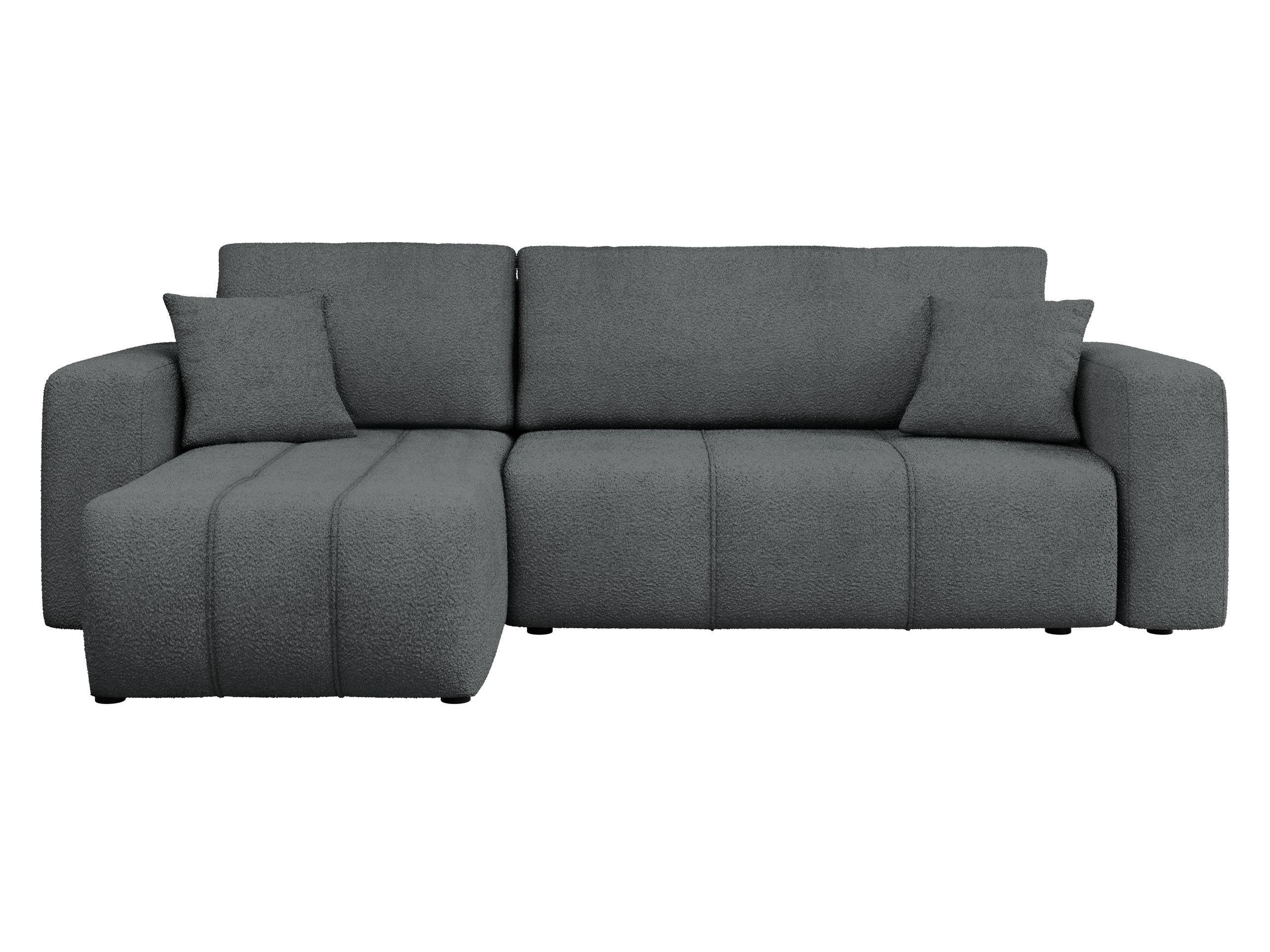 ECKSOFA Furyn Boucle - Dunkelgrau/Schwarz, Holzwerkstoff/Kunststoff (244/145cm) - MIRJAN24
