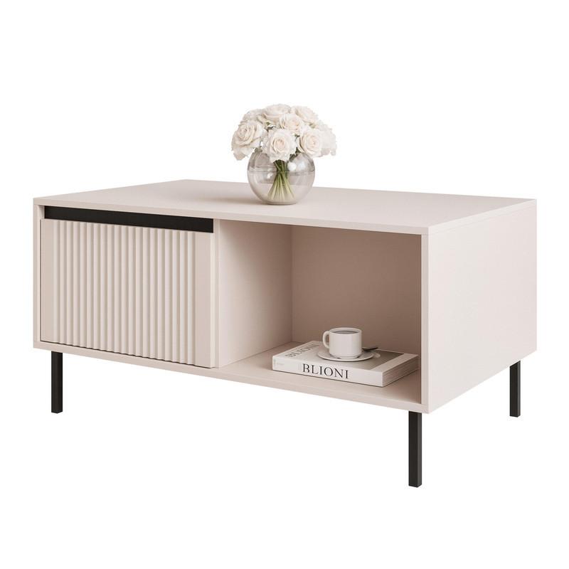 COUCHTISCH LIRA 100/60/50 cm Rechteckig, Sandbeige - Beige/Schwarz, Holzwerkstoff/Metall (60/100/50cm) - Idohome