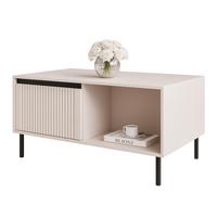 COUCHTISCH LIRA 100/60/50 cm Rechteckig, Sandbeige - Beige/Schwarz, Holzwerkstoff/Metall (60/100/50cm) - Idohome